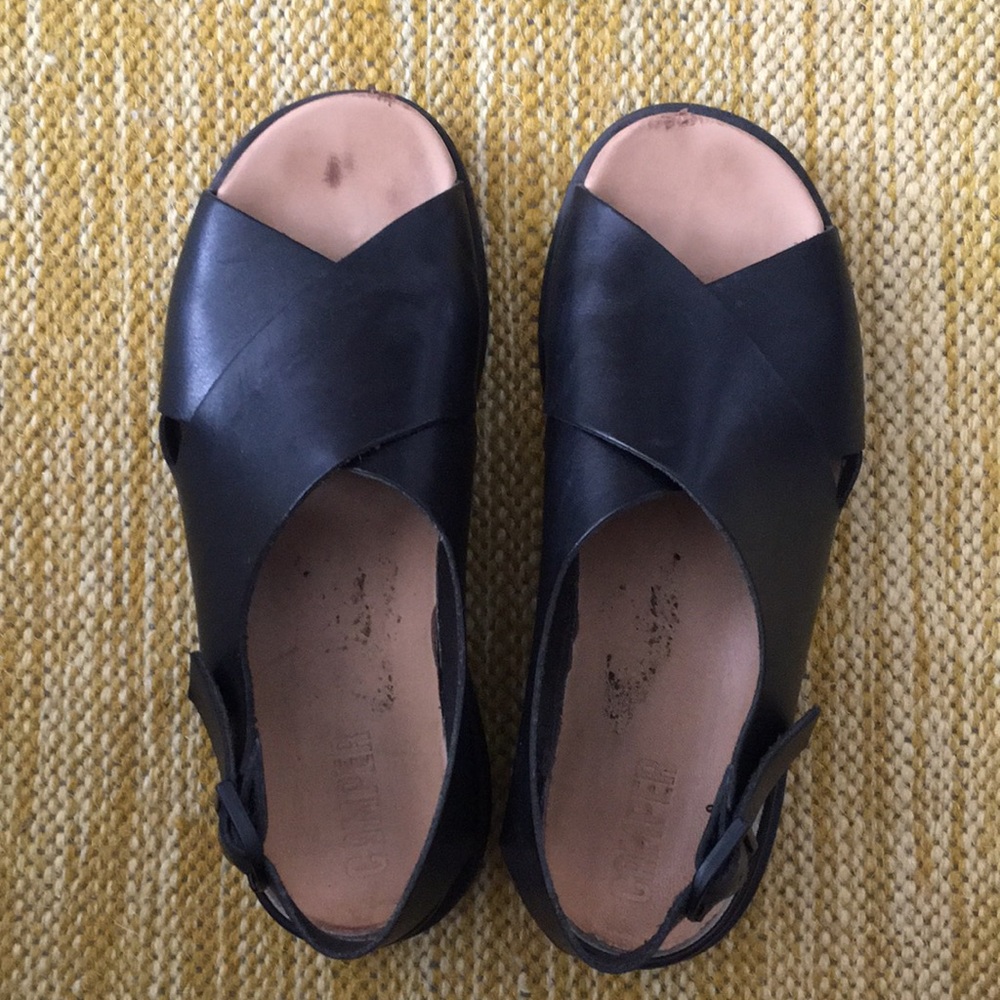 Camper black leather sandals
